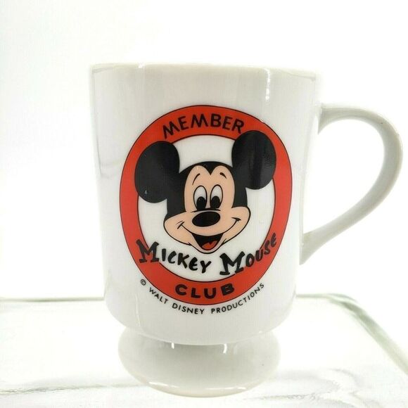 Walt DISNEY PRODUCTIONS Japan Mickey Mouse Club MEMBER Pedestal Mug Cup - Picture 1 of 10